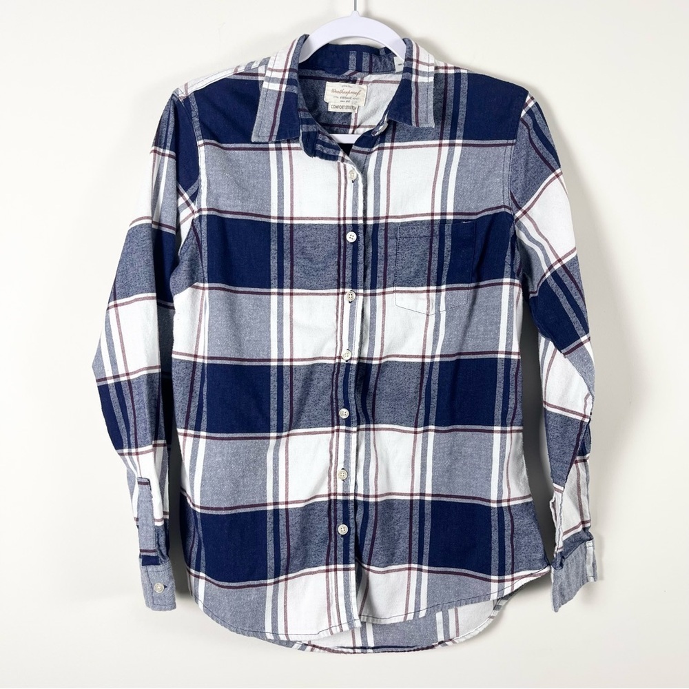 Weatherproof Vintage Comfort Stretch Womens Plaid Button Down Shirt Size Medium